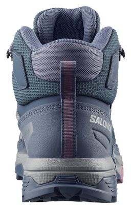 Zapatillas de senderismo Salomon X Ultra 5 Mid GTX azul/rosa para mujer