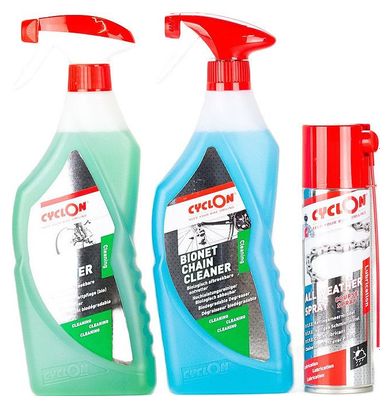 Kit d'entretien vélo Bike + Chain Cleaner Spray 750ml + Course Spray 500ml