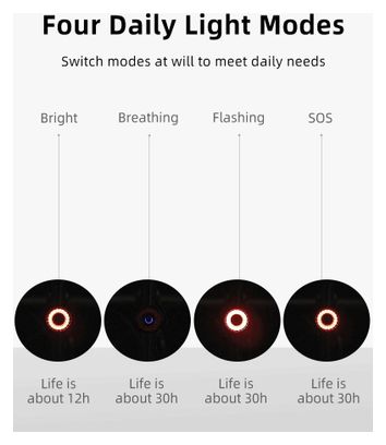 Rockbros Q3 Feux arrière de vélo LED avec système d'arrêt intelligent