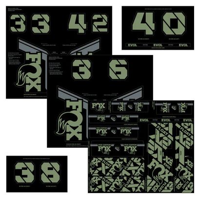 Pistachegroen Fox Racing Shox vork- en schokdemperstickerset