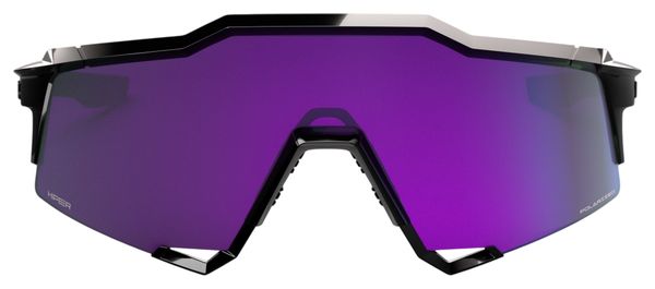 100% Speedcraft Polished Black HiPER Polarized Sunglasses with Lavender Mirror Lens