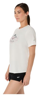 Maglia a maniche corte Asics Fujitrail Logo Bianca Donna