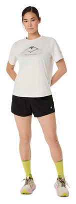 Maglia a maniche corte Asics Fujitrail Logo Bianca Donna
