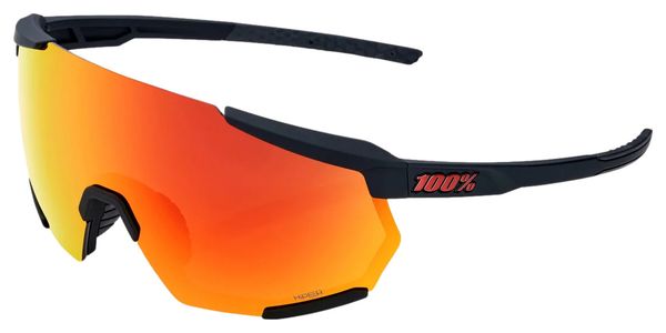 100% Racetrap 3.0 Brille - Soft Tact Schwarz - Mehrschichtige Gläser Rot Hiper