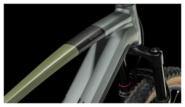 VTT Électrique Tout-Suspendu Cube Stereo Hybrid 120 TM 750 Sram GX Eagle 12V 750 Wh 27.5'' Gris Flash Vert Olive 2023