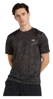 New Balance Athletics Gedrukt Jersey met korte mouwen Zwart Heren