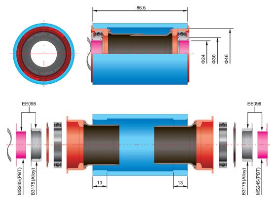 Réducteur Boîtier de Pédalier FSA BB30 vers 24mm pour Pédalier MegaExo Carbone