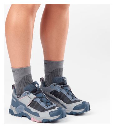 Zapatillas de senderismo Salomon X Ultra 5 GTX azul/rosa para mujer