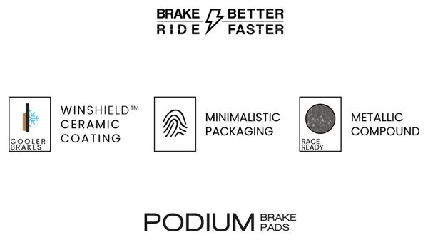 Paire de Plaquettes AMP Podium - Shimano Dura-Ace/Ultegra/XTR M9100 - Revêtement Ceramic/Métallique