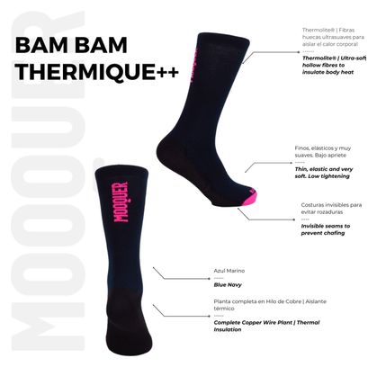 Chaussettes de Cyclisme Thermiques pour Temps Froid Unisexe Mooquer Bam Therm
