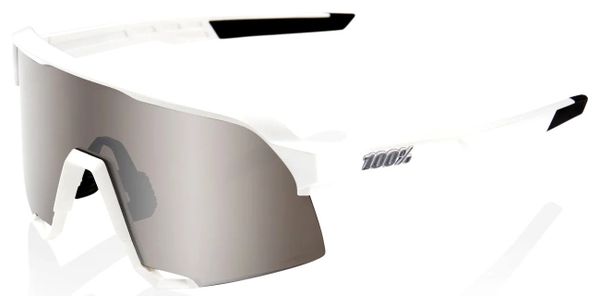 100% S3 Matte White - HiPER Silver Mirror Lens