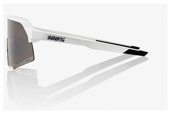 Lunettes 100% S3 Matte White - HiPER Silver Mirror Lens