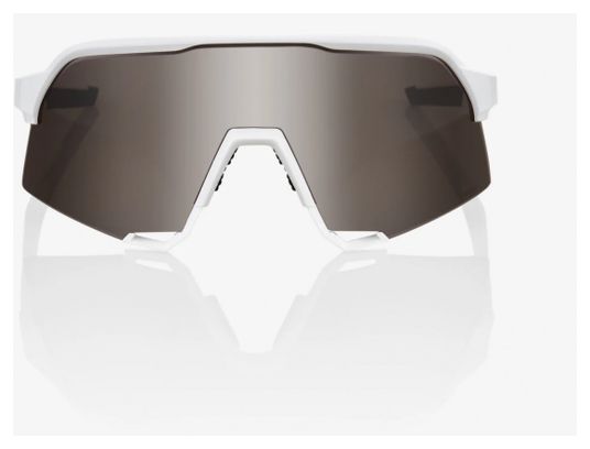 100% S3 Matte White - HiPER Silver Mirror Lens