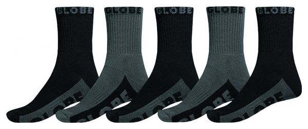 GLOBE  Black/grey crew sock 5pk  Black/grey