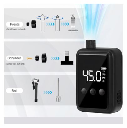 Pompe électrique/ Mini compresseur portable – 150 PSI – USB-C - Presta/Schrader
