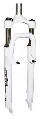 FOURCHE VTT 27.5   ZOOM 386MLO A RESSORT BLANC REGLABLE-BLOCABLE DEB. 60MM PIVOT LISSE 285mm 1''1-8-28 6 EXTERIEUR COMPATIBLE V-BRAKE-DISC