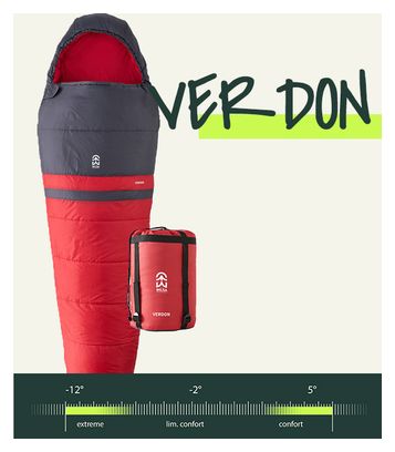 Sac de Couchage Loisir Verdon Gris et rouge Gauche