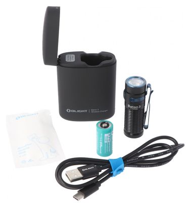 Olight Baton 3 Premium Edition  lampe de poche à LED Baton 3 avec étui de chargement noir  chargement sans fil  avec...
