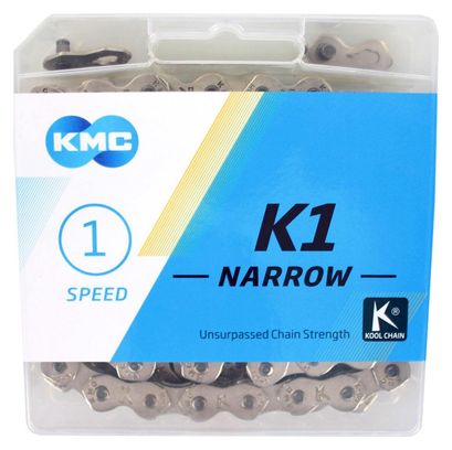 KMC K1 3/32 Narrow Silver Cadena de bicicleta de 100 eslabones