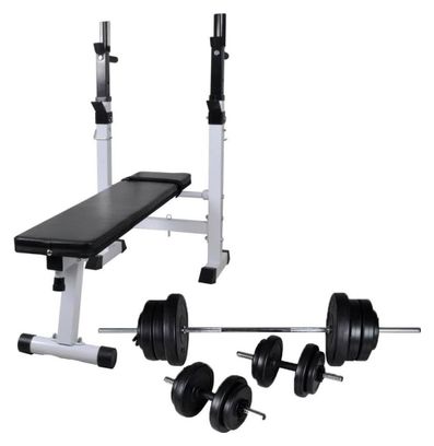 Banc de musculation complet d'entraînement et support de poids jeu d'haltères 60 5 kg 02_0000024