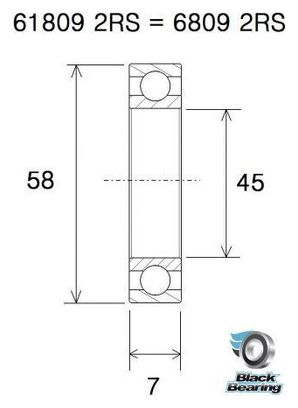 Lager B5 - BLACKBEARING - 61809-2rs / 6809-2rs