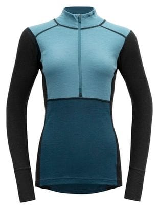 Sous maillot Devold Lauparen Merino 190 col zippé Bleu Femme 