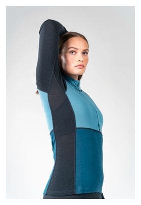 Sous maillot Devold Lauparen Merino 190 col zippé Bleu Femme 