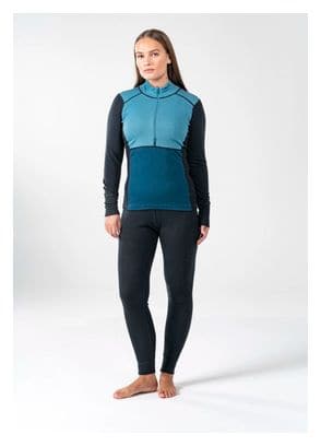 Sous maillot Devold Lauparen Merino 190 col zippé Bleu Femme 