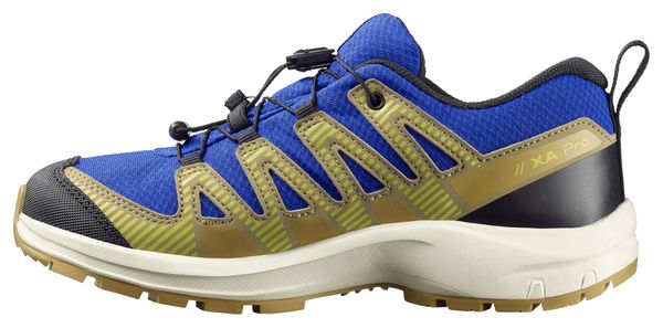 Salomon XA Pro V8 Waterproof Trailschoenen Blauw/Kaki Kinderen