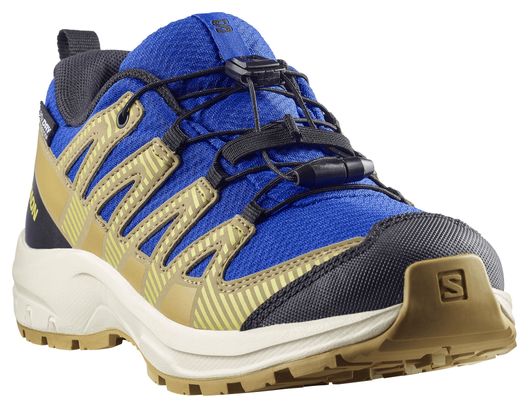 Salomon XA Pro V8 Waterproof Trailschoenen Blauw/Kaki Kinderen