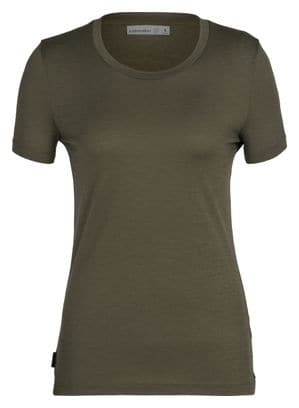 T-Shirt Kurzarm Damen Merino Icebreaker Tech Lite II Khaki XS