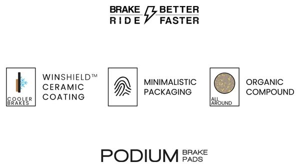 Paire de Plaquettes AMP Podium - Shimano Saint/XT/XTR/SLX/Deore - 4 Pistons - Revêtement Ceramic/Organique