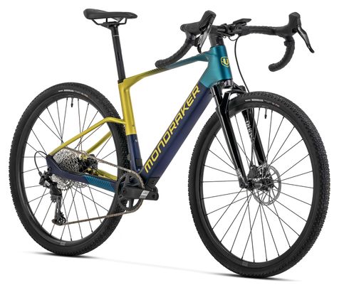 Vélo de Gravel Electrique Mondraker Dusty R Sram Apex 12V 350Wh 700mm Bleu/Jaune 2025