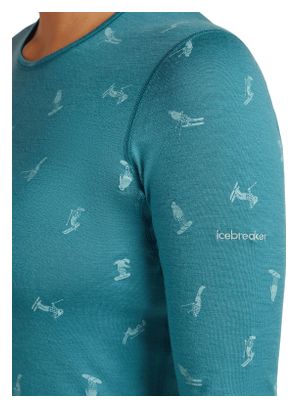 Women's Baselayer Icebreaker Merino 200 Oasis Snow Day Green