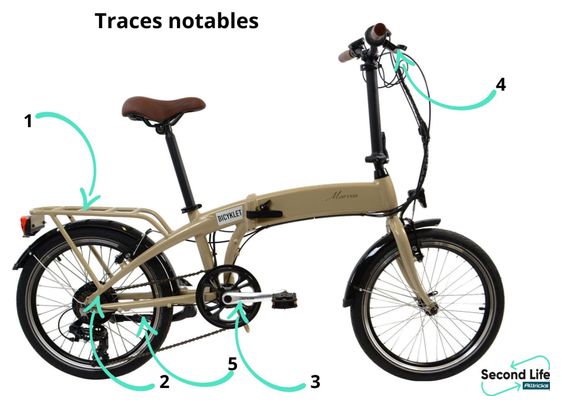 Produit Reconditionné - Vélo Pliant Électrique Bicyklet Marcus Shimano Tourney 6V 418 Wh 20'' Beige Ivoire