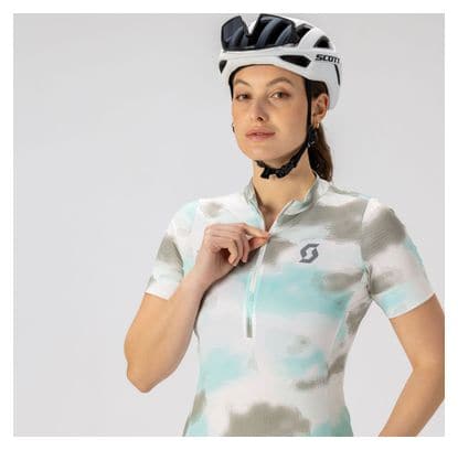 Maillot Manches Courtes Scott Endurance 10 Blanc/Vert Femme