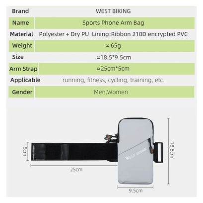 Brassard de Sport pour smartphone Running Fitness - gris
