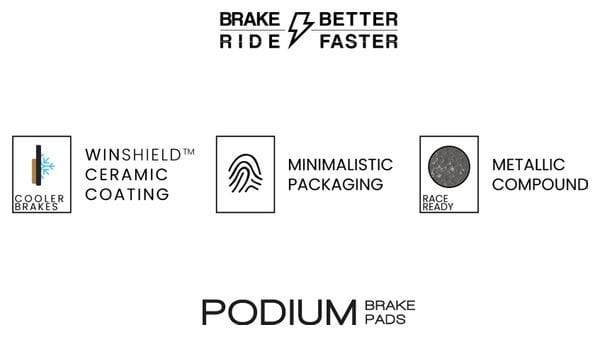 Paire de Plaquettes AMP Podium - Shimano Saint/XT/XTR/SLX/Deore - 4 Pistons - Revêtement Ceramic/Métallique