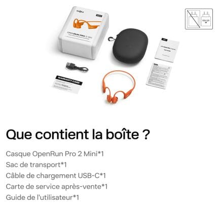 Casque à conduction osseuse Shokz OpenRun Pro 2 Mini USB-C Orange