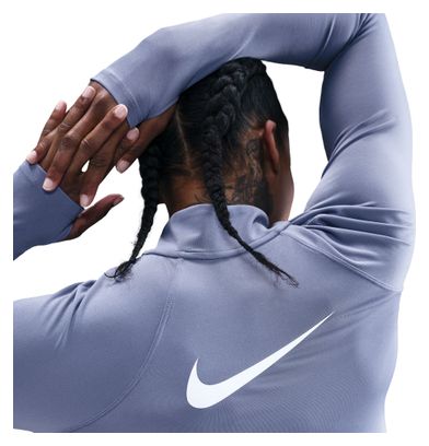 Top Nike Tempo Swoosh Run Blu 1/4 di zip da donna