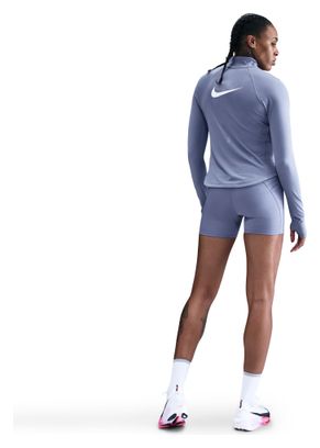 Top Nike Tempo Swoosh Run Blu 1/4 di zip da donna