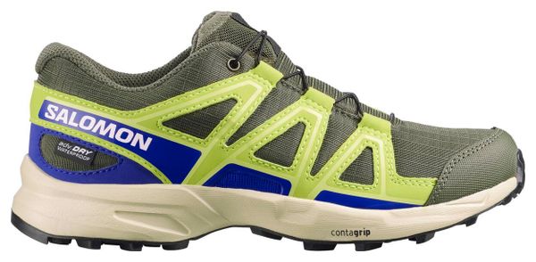 Zapatillas de trail Salomon Speedcross impermeables caqui/verde/azul para niños