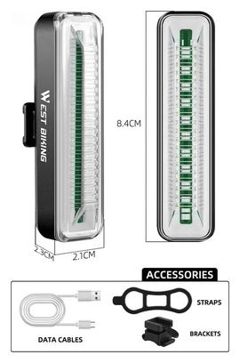 Feu Arrière de Vélo Rechargeable 400mAh LED