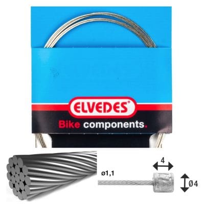 Cable de transmisión Elvedes 3000mm 1x19 Inoxidable Ø1,1mm con cabezal N Ø4x4