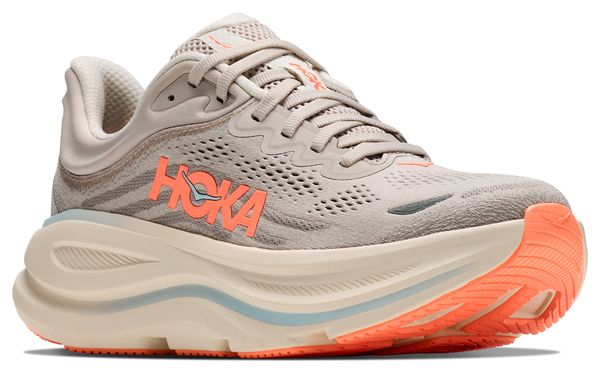 Hoka Bondi 9 hardloopschoenen grijs/koraal voor dames