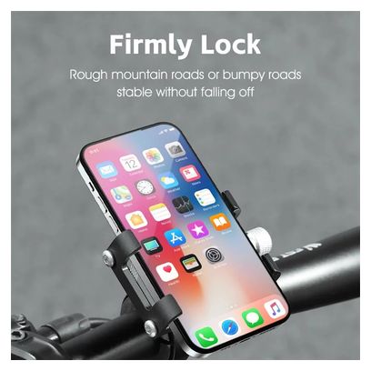 Support de téléphone de vélo en alliage d'aluminium noir