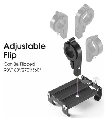 Support de téléphone de vélo en alliage d'aluminium noir