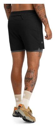 Short double couche trail running homme Randonnée Overland Black Noir