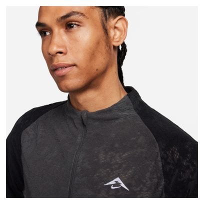 Camiseta Térmica Nike Dri-Fit Trail Gris Negra 1/2 Cremallera