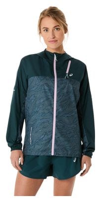 Veste coupe-vent Asics Fujitrail Packable Vert/Rose Femme